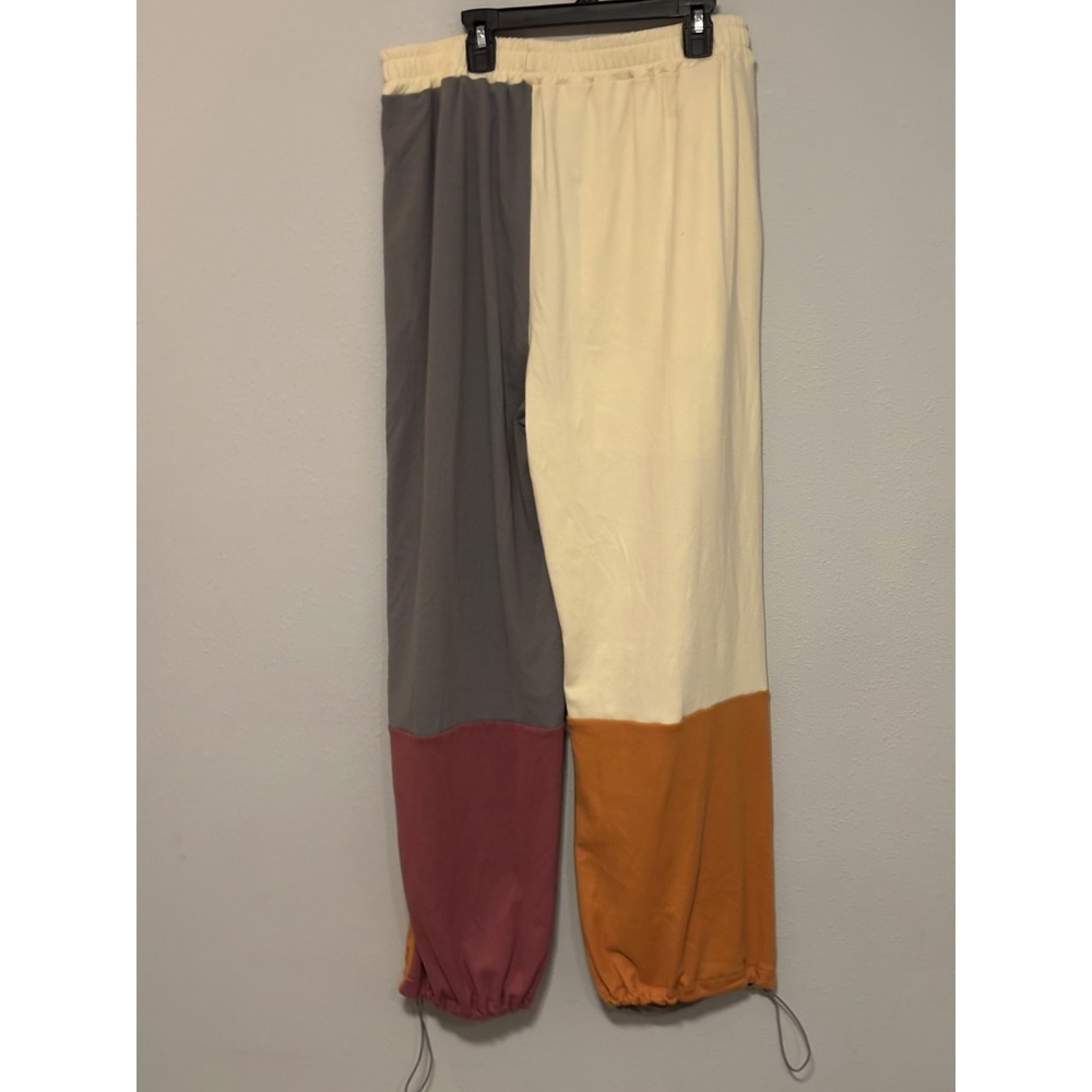 Wide-Leg Trousers Women's Size XL Color-Block Elastic Waist Adjustable Hem - Picture 8 of 8